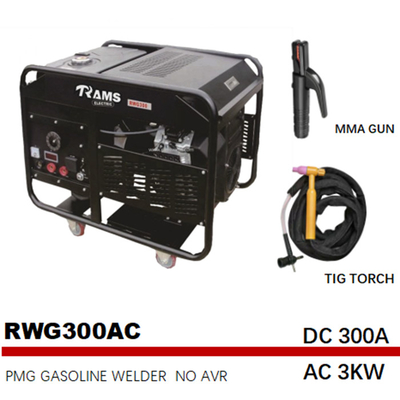 RWG300E 300 แอมป์เครื่องยนต์เบนซินขับเคลื่อนเครื่องเชื่อมอาร์ค 3kw ความถี่กลาง