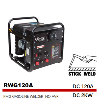 120A DC 2kw เครื่องเชื่อมแก๊สเครื่องยนต์ PMG เครื่องเชื่อมติดแก๊สแบบพกพา