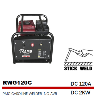 DC 2kw เครื่องเชื่อมแบบพกพาเครื่องกำเนิดไฟฟ้าเบนซินถัง 3.6L 120A PMG