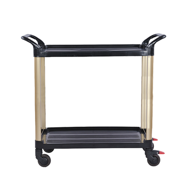 รถเข็นสำหรับจัดเลี้ยงอาหารแข็งแรงทนทาน 120KG SILENT 2 Tier Platform Trolley
