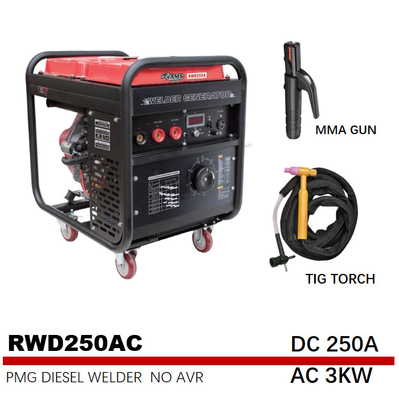 75V RWD250AC 250A เครื่องเชื่อมอาร์ค 531cc 3kw เครื่องกำเนิดไฟฟ้าเบนซิน