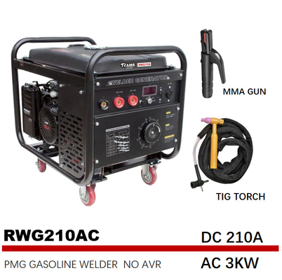 RWG210AC 210A เครื่องเชื่อมอาร์คไฟฟ้าเครื่องกำเนิดไฟฟ้าเบนซิน 15HP Engine