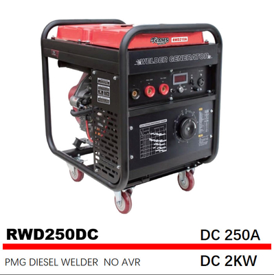 DC 2kw 250 แอมป์เครื่องเชื่อมดีเซล 195FE เครื่องยนต์ไฟฟ้าเริ่มต้นแม่เหล็กถาวร