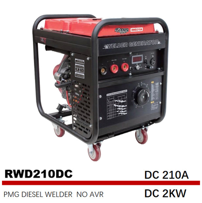 เครื่องกำเนิดไฟฟ้าเชื่อมดีเซลแม่เหล็กถาวร PMG 210A GTAW Electric Start