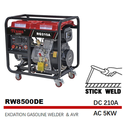 210A เครื่องกำเนิดไฟฟ้าแบบแท่งดีเซลแบบแท่งกระตุ้นไฟฟ้าสตาร์ท AC 5kw เฟสเดียว