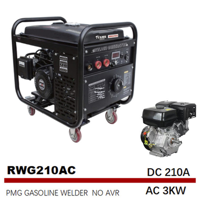 AC 3kw เบนซิน 210A อุปกรณ์เชื่อมอาร์คโลหะแบบแมนนวล 15HP เครื่องเชื่อมเครื่องยนต์
